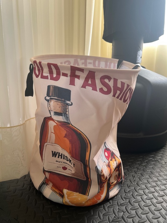 Whiskey Laundry Basket Other - #1702** “7X4” Graphic Whisky Print Laundry Bag - Beige